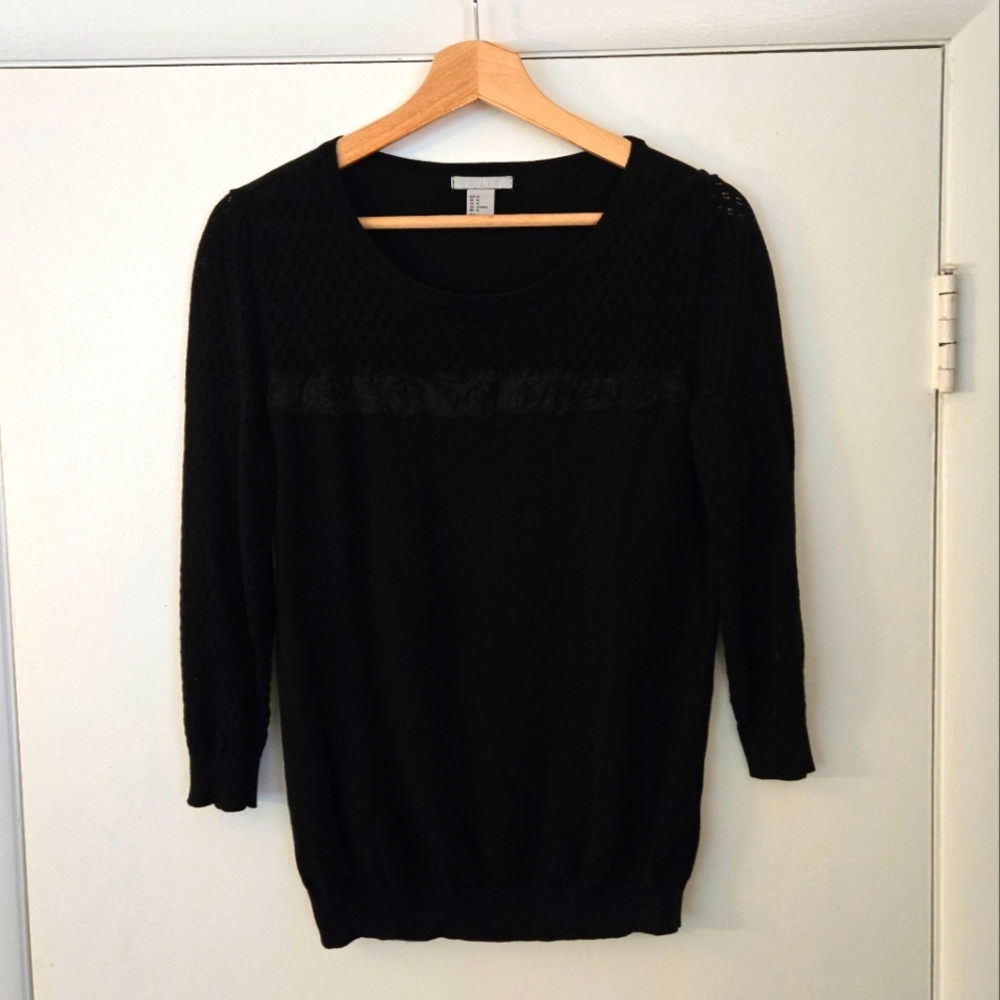 Last Call, Make An Offer! H&M Black Lace 3/4 Sleeve Sweater